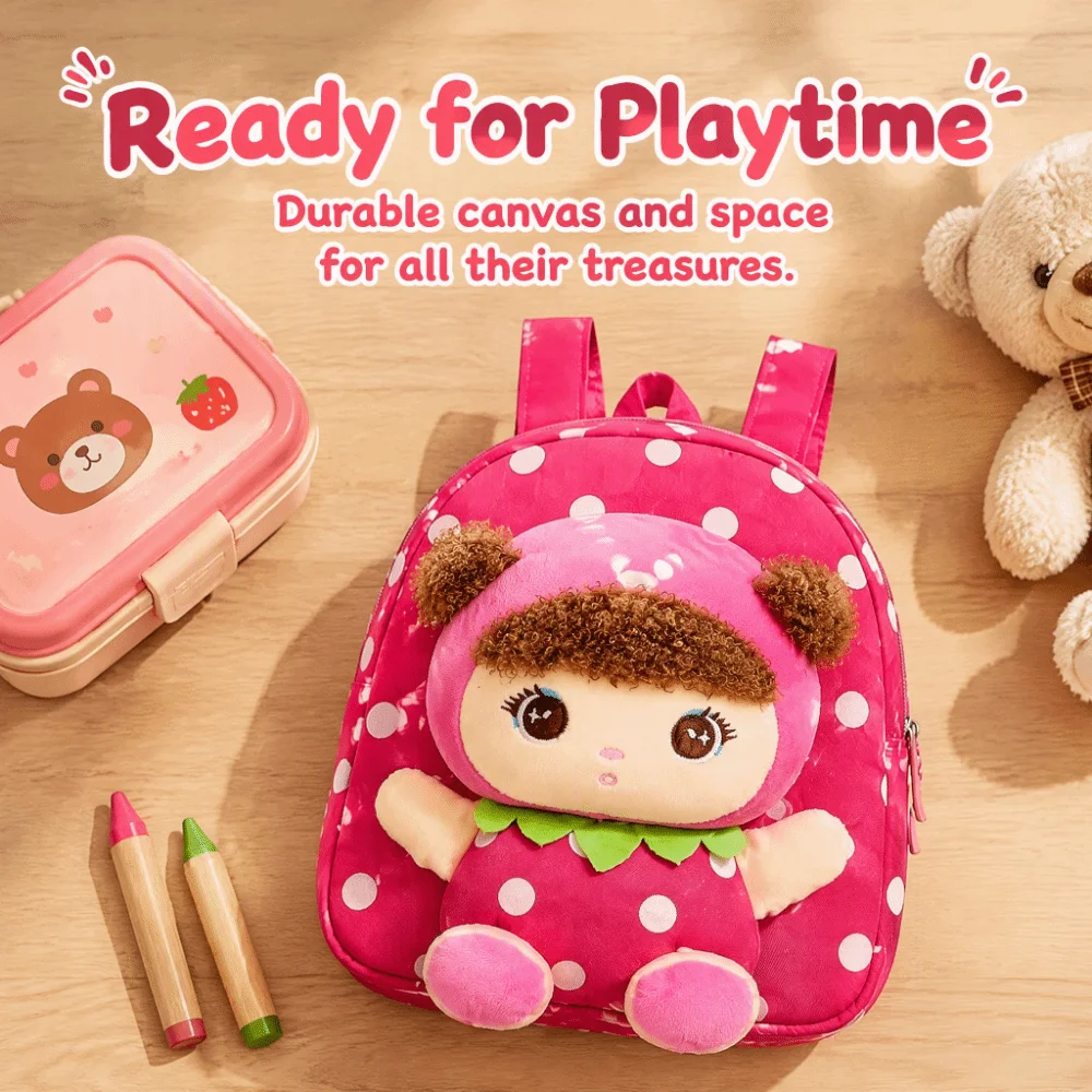 Soft Polka Dot Children Backpack Lightweight Multiple Pockets Rucksack 3D Design Adjustable Straps Kindergarten Schoolbag