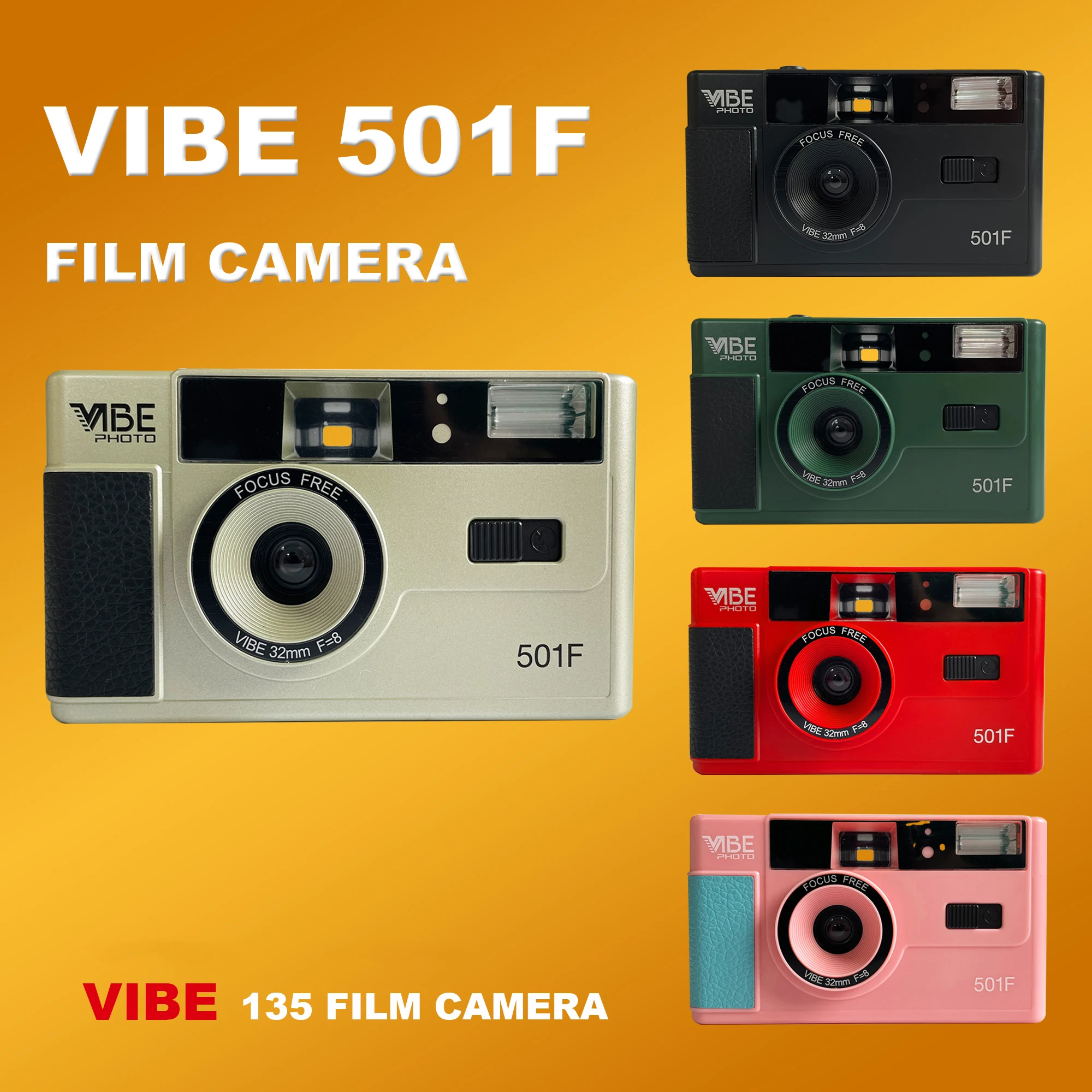 Vibe Film Camera Beginner Point-and-shoot Camera 501F Retro with Flash Light Creative Gift 135 Film Non-disposable Sport