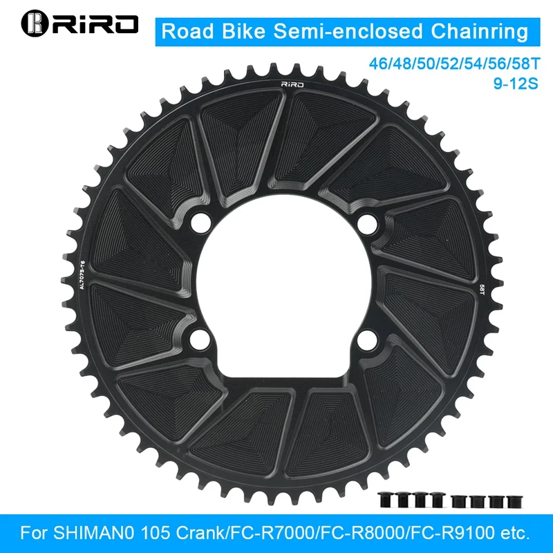 

RIRO Bicycle Chainwheel 110BCD 46/48/50/52/54/56/58T Bike Crown Chainring Road Bike Single Sprocket for Shimano 105/FC-R7000