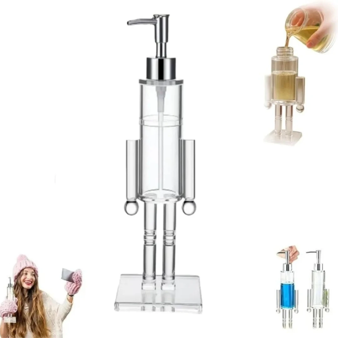 

Nutcracker soap dispenser,reusable Christmas hand sanitizer transparent bottle,suitable for bathroom and home kitchen accessorie
