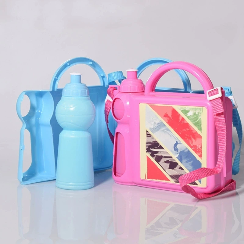 

2 шт. сублимационные заготовки для ланч-боксов: портативный детский ланч-бокс для пикника и бенто с бутылкой для воды, 2-в-1, пластиковый детский ланч-бокс