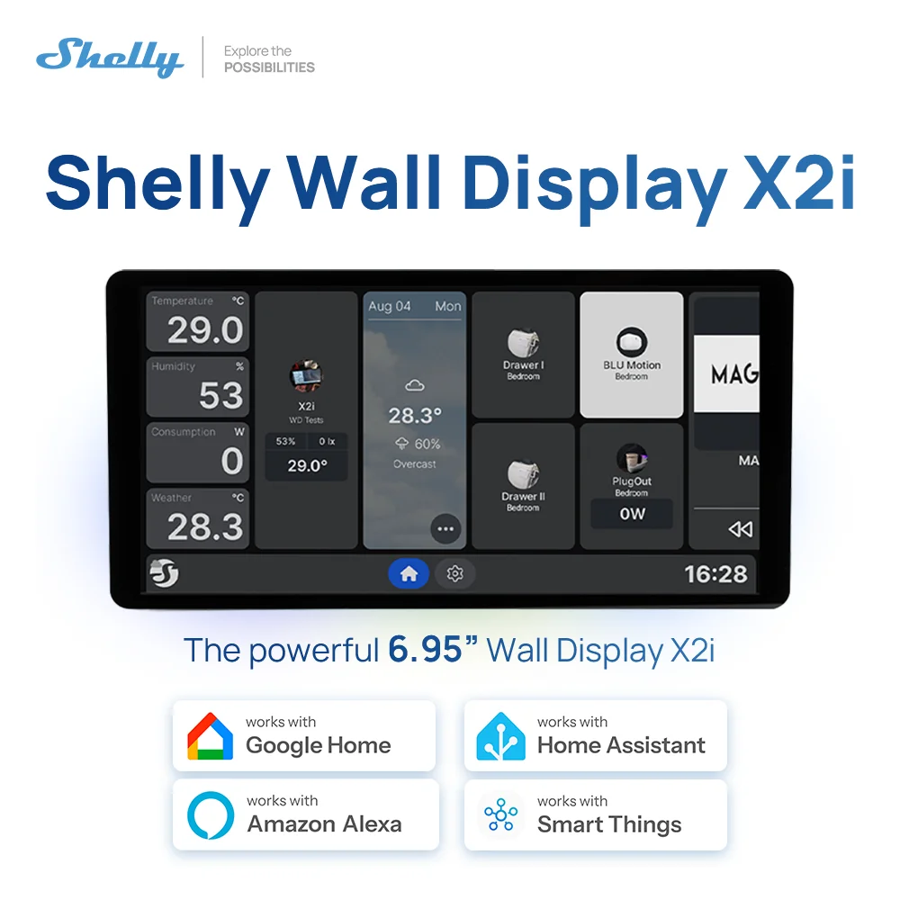 

Shelly Wall Display X2I Wifi Smart Touch Screen Center Control Panel Voice Control Alexa Support Shelly All Devices