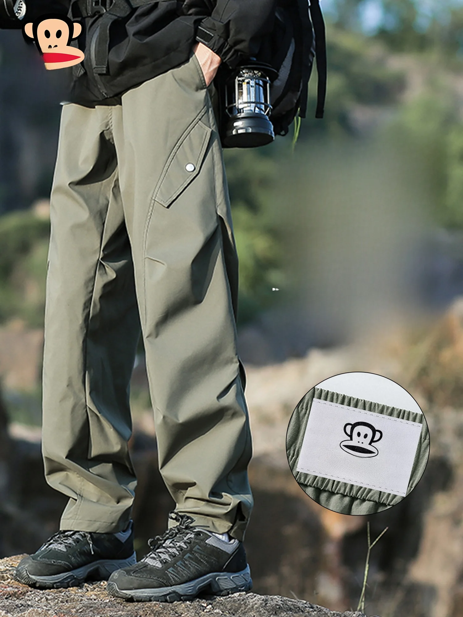 

PaulFrank Men's Casual Pants Tee-in-One Fce Cuffed Color Autumn Winter Workwear Wide Leg Straight Cut Polyester Fiber