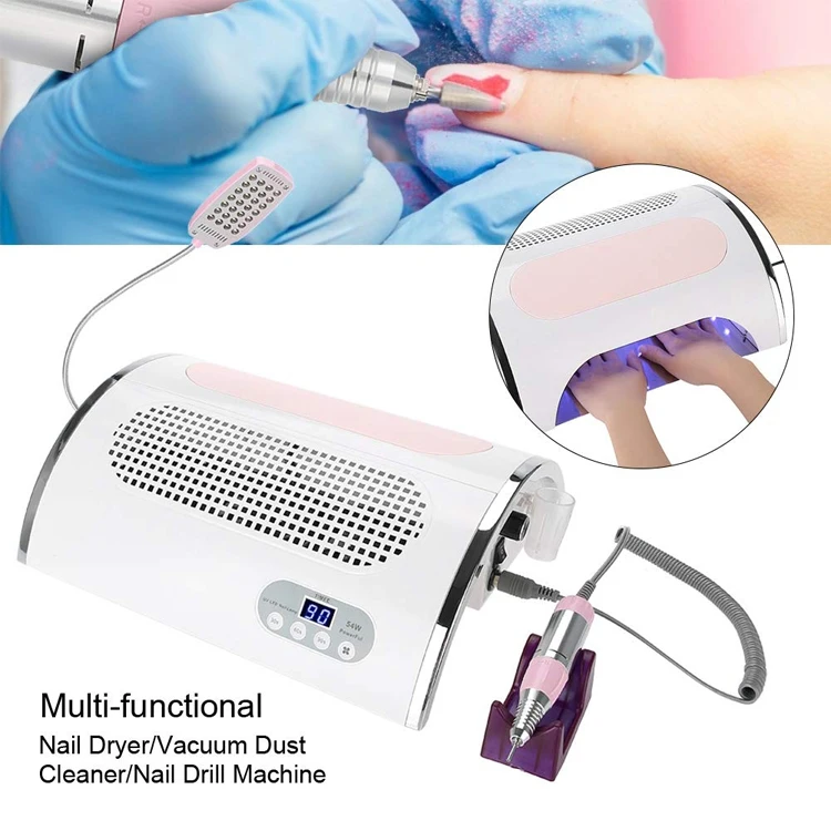 Multifunktions-5 in 1 elektrische Nagelbohrmaschine Polierer Nagelgel Aushärtungstrockner mit Nagelstaubreiniger Vakuumsaugmaschine Gerät