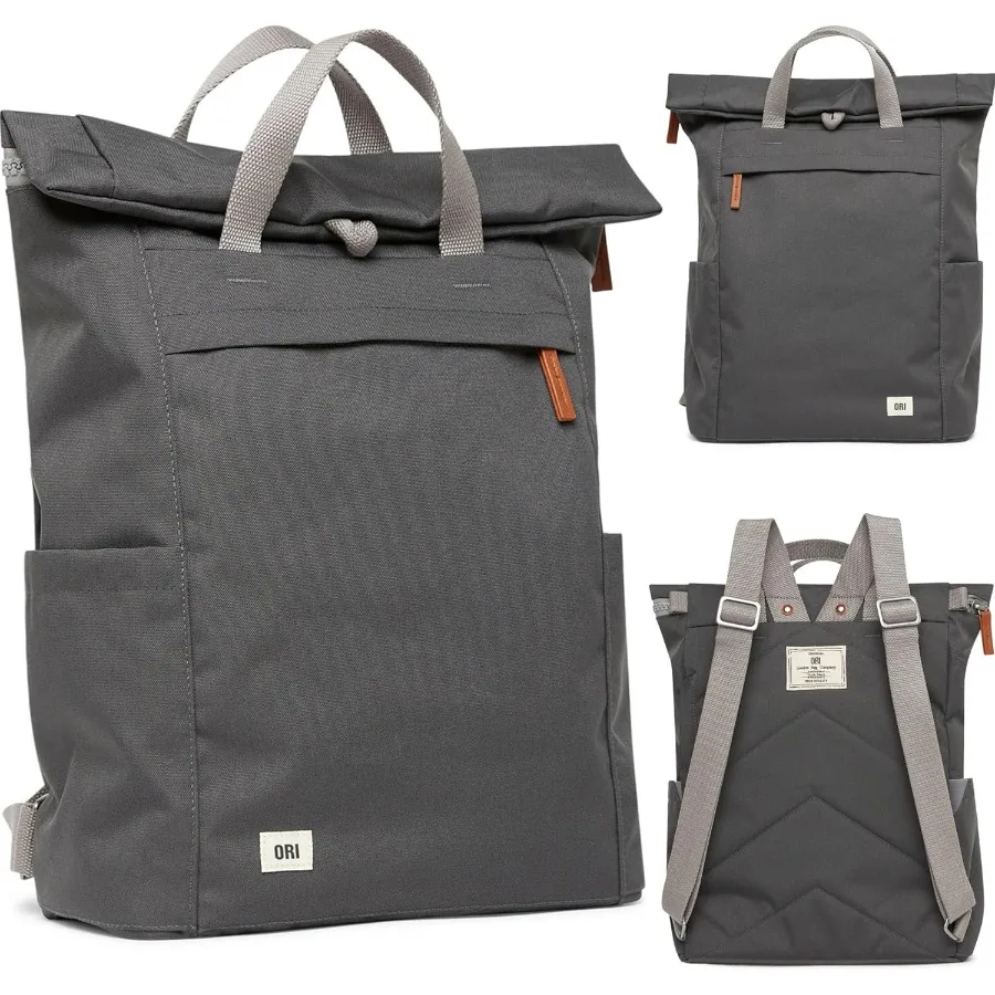 حقيبة ظهر ORI LONDON Rolltop - حقيبة ظهر كبيرة للسفر مع جيوب كبيرة للرجال والنساء - The Finchley Carbon #1