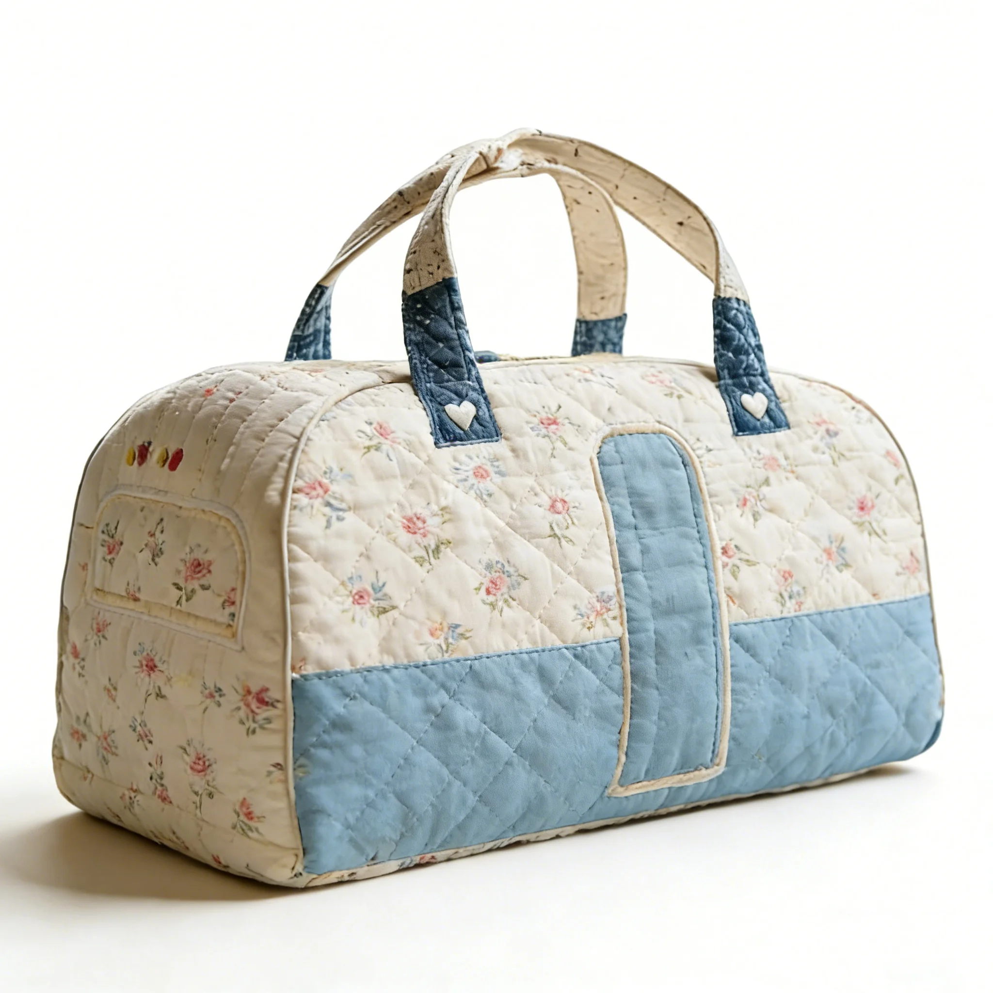 Retro Camper Quilted Duffle Bag Camping Trailer Travel Tote Men Women Road Trip Trend Handbag Floral Weekender Bag