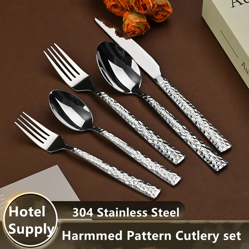 Juego de cubiertos con mango armado de acero inoxidable 304, vajilla de mesa para Hotel, manguera, cucharas de cocina, cuchillo, tenedor, cubiertos al por mayor