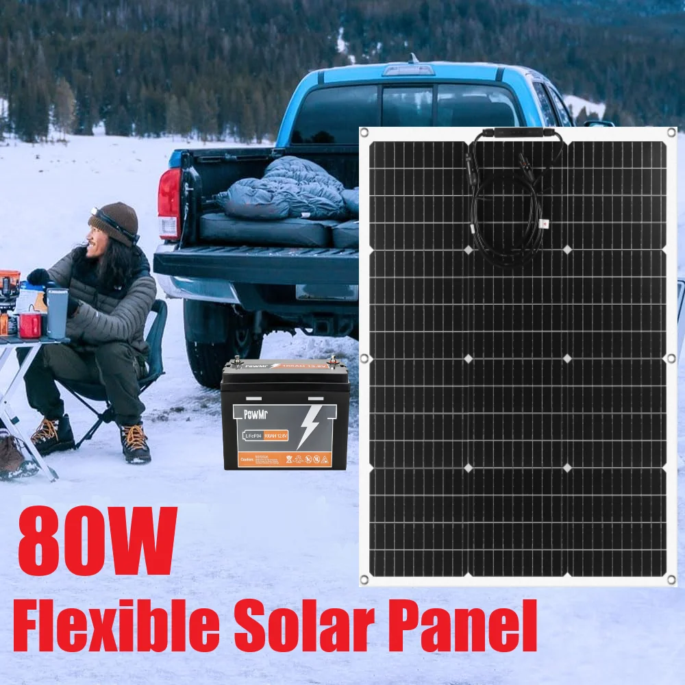 Leistungsstarke flexible Sonnenkollektoren mit 80 W Leistung, 18 V System-Solarpanel für den Garten,