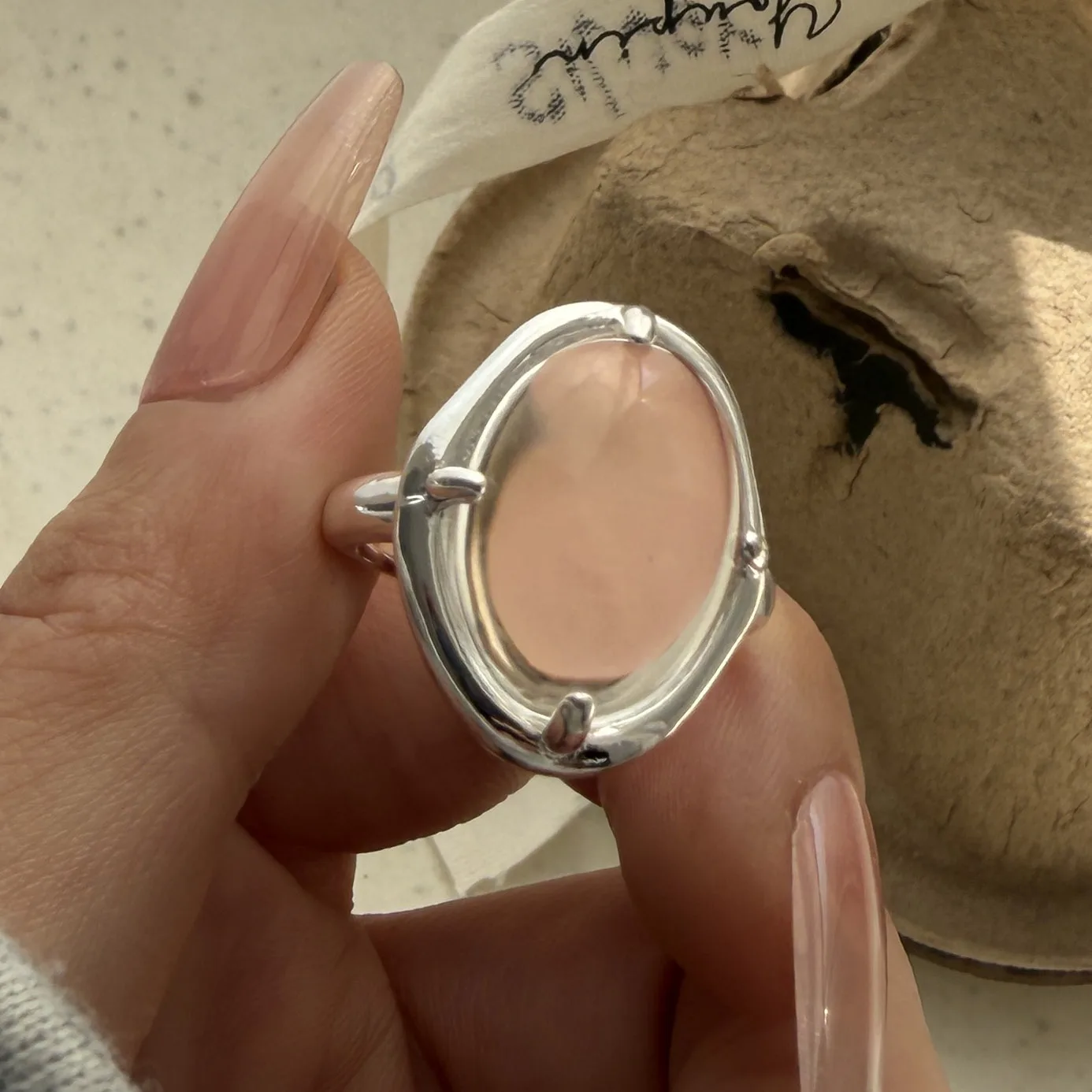 925 Sterling Silver Rings for Women Couple Minimalist Handmade Simple Transparent Ring Fine Jewelry Gift Prevent Allergy