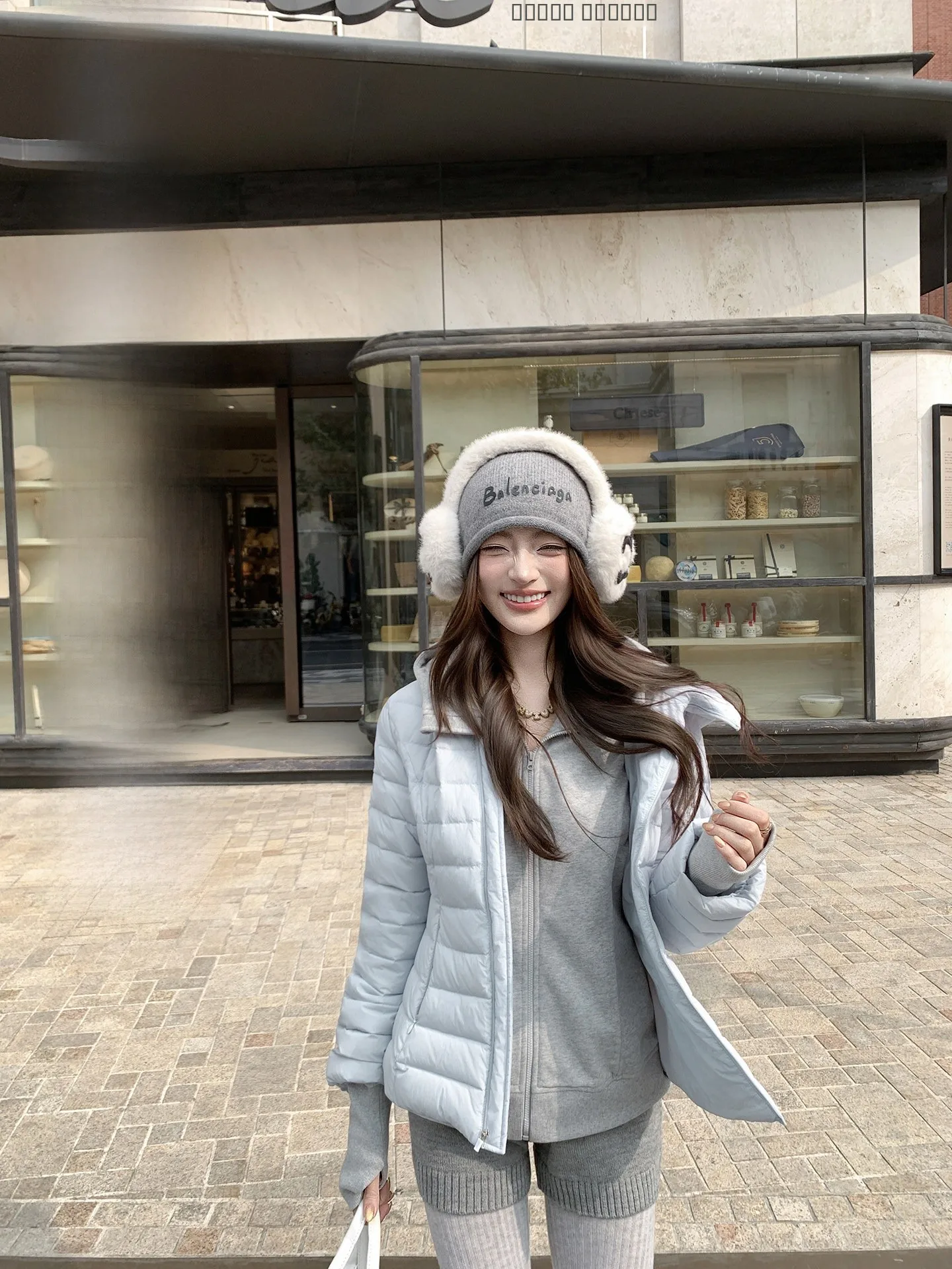 

Blue Slim Fit down Jaet Women's Winter Warm Lightweight Padded Coat Fake Two-Piece Sle Belted Waist Tuing Design