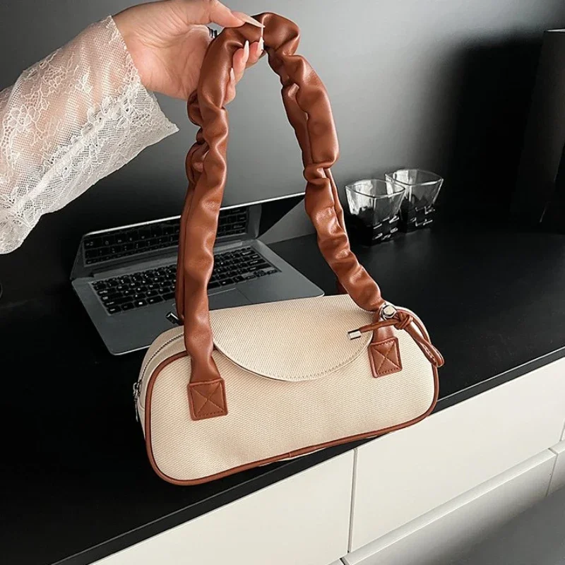 

Новые квадратные сумки на плечо из ткани и искусственной кожи большой вместимости для женщин, модные сумки 2025, одинаковые по цвету простые популярные универсальные сумки