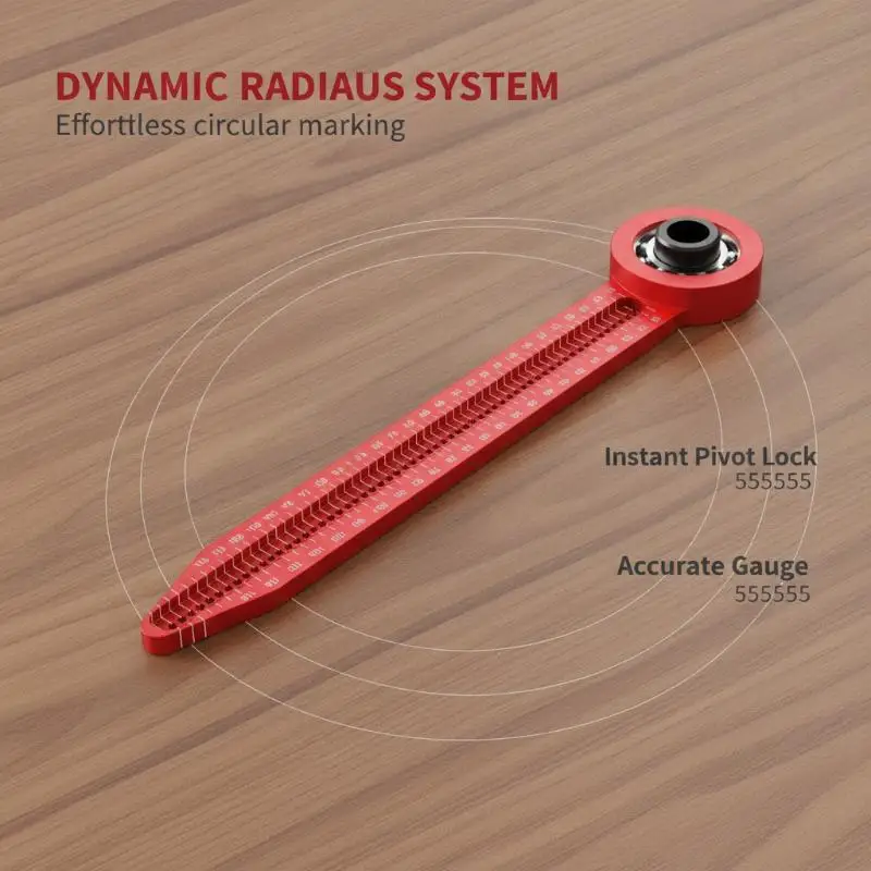Aluminum Alloy Woodworking Compass Smooth Bearing Adjustable Rotary Ruler for Professional Carpenter Drafting Work