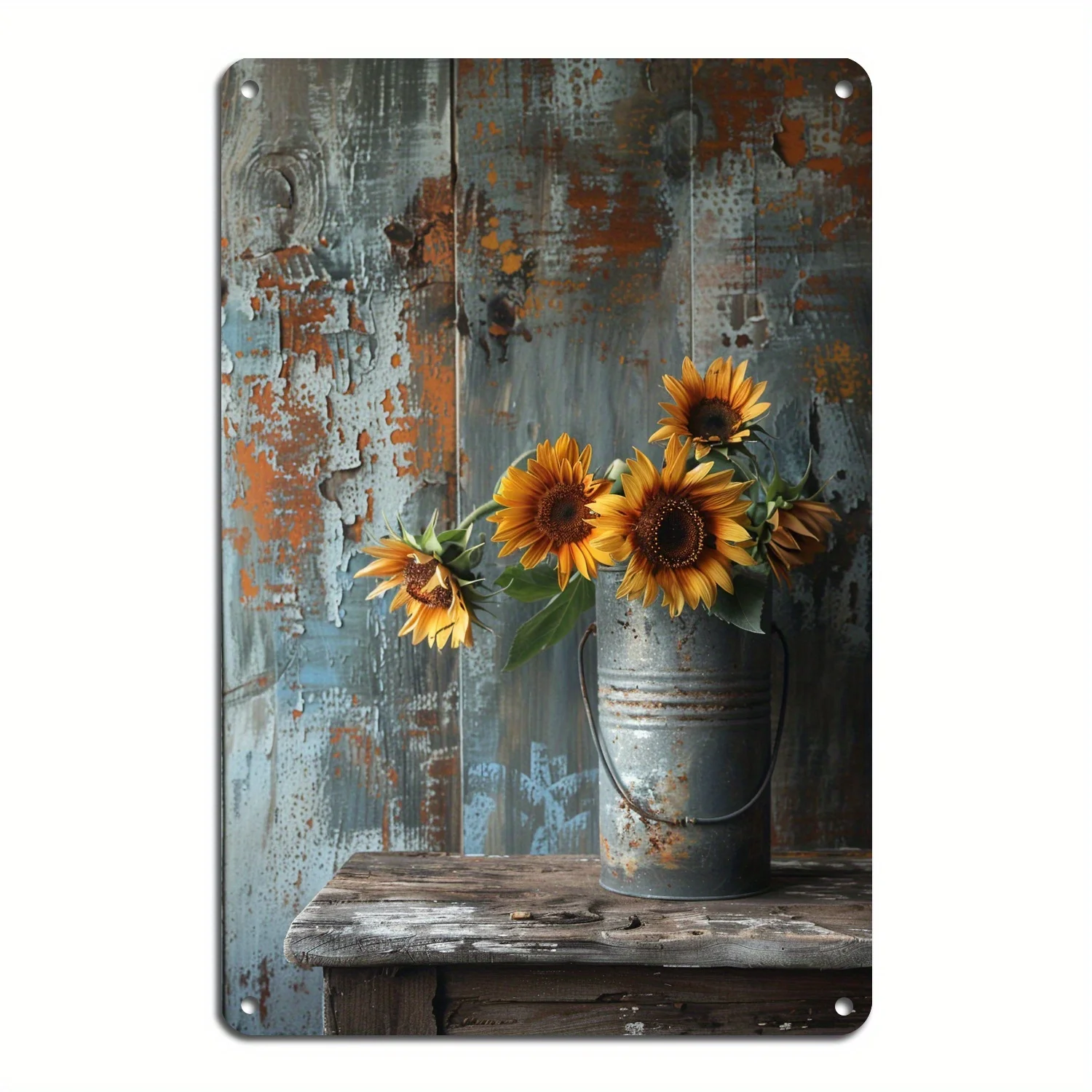 Vintage zonnebloem metalen ijzeren bord rustieke boerderij keuken muur decor koffiebar huis ijzer tuin cadeau decor maat 8x12 inch