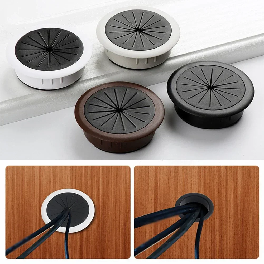 Threading Box Cover Desktop Cable Box Home Improvement Wire Hole Cover ABS Black Desk Cord Grommet For Computer Desks