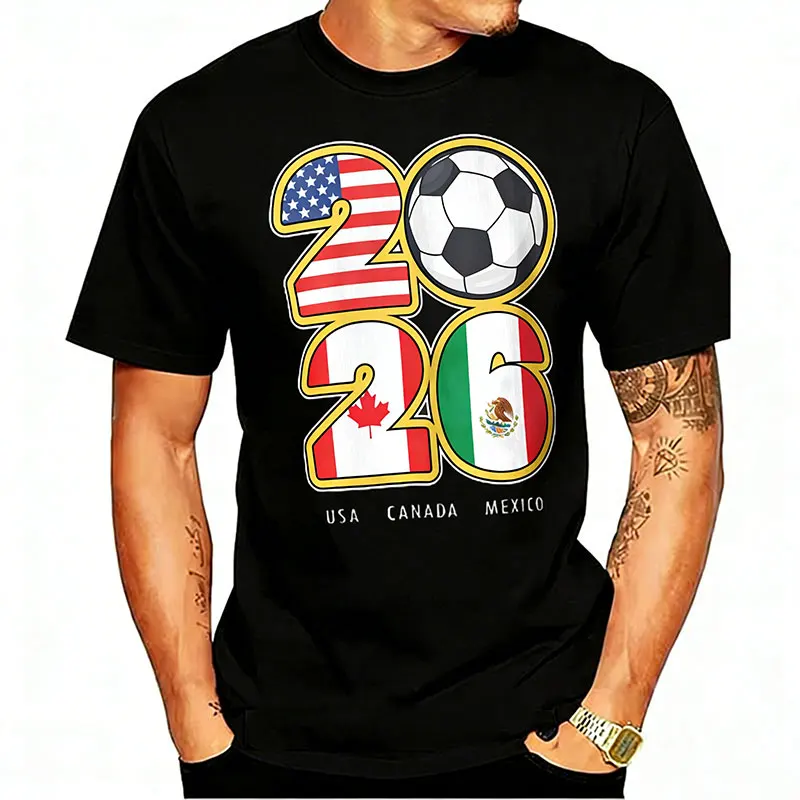 2026 United States, Canada, and Mexico Football Summer T-Shirts, Flag Designs, Perfect Gifts for North American Football Fans