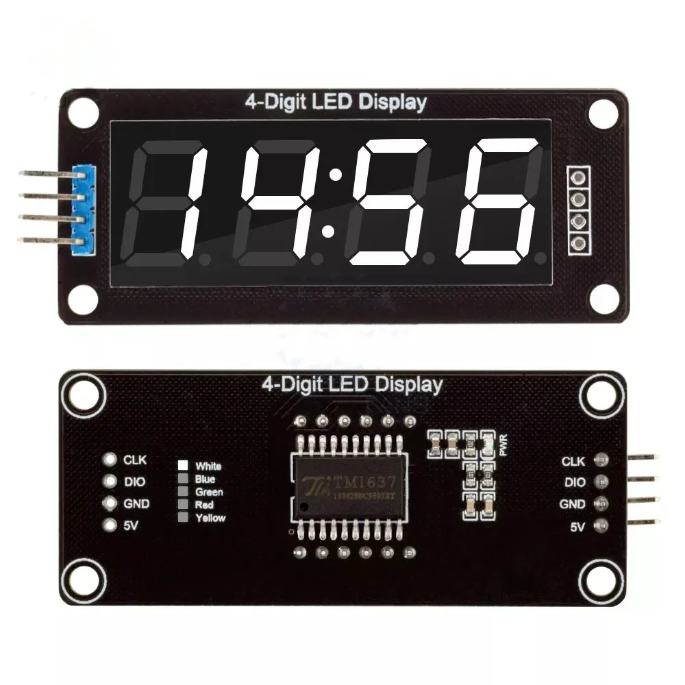 0.56 Inch 4-Digit Digital Display Tube Decimal 7 Segments TM1637 LED Module Board for Arduino Red Green Yellow Blue White