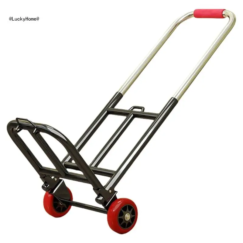 Foldable Utility Wagon Garden Cart Space Efficient Foldaway Handcart Supplies with Stable for Everyday Tasks 11UA