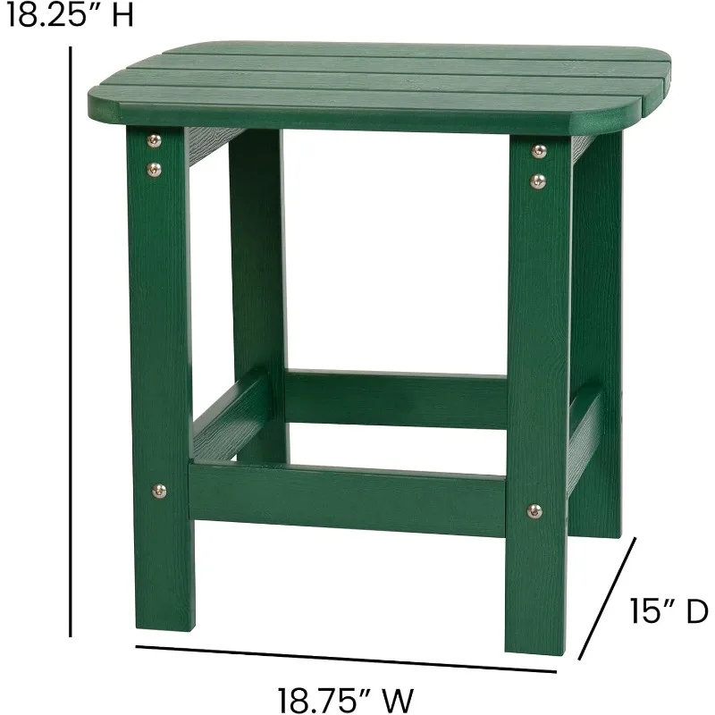 Tiered Commercial Poly Resin Side Table,Green,All-Weather,UV Treated to Prevent Fading, Indoor/Outdoor,15