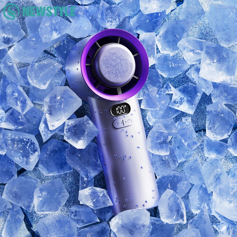 

Ручной портативный турбовентилятор с охладителем льда, 100 скоростей, 4000 мАч, перезаряжаемый персональный вентилятор, мини-но мощный маленький карманный холодный вентилятор