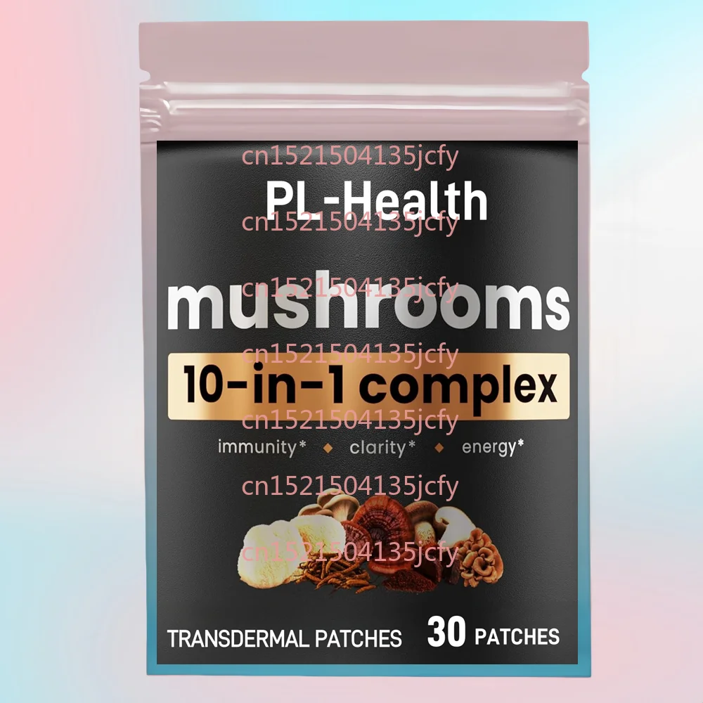 30 Patches Mushroom Complex Transdermal Patches Reishi, Chaga, Turkey Tail, Cordyceps, Maitake for Memory Immune Support