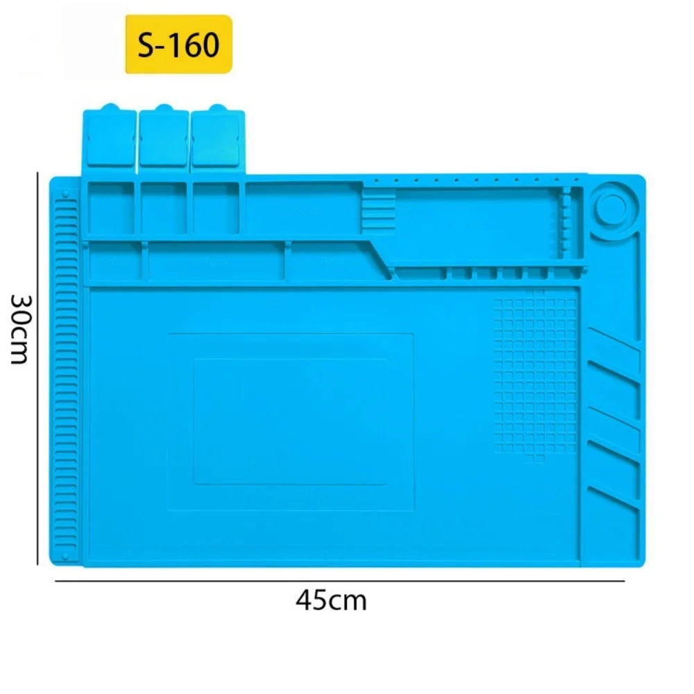 Heat‑Resistant Silicone Repair Work Mat, Magnetic Solder Pad 45×30cm Thick Insulation Mat for Phone Laptop Soldering Maintenance