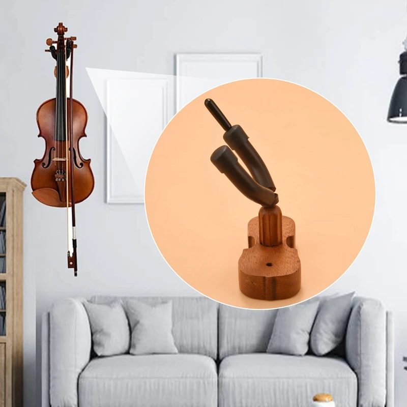 New Wall Mount Violin Hanger Hook With Bow Holder For Home & Studio