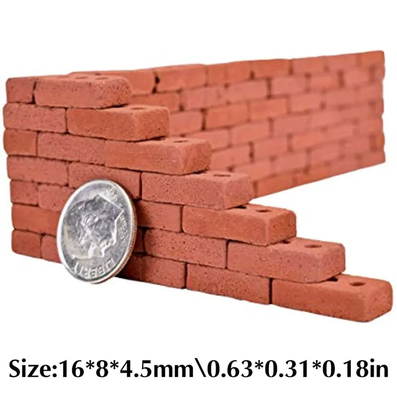 50pcs 1:16 Real Mini Bricks Model, Miniature Figurine Landscaping Accessories, DIY Fake Bricks Toy For Fairy Garden Building