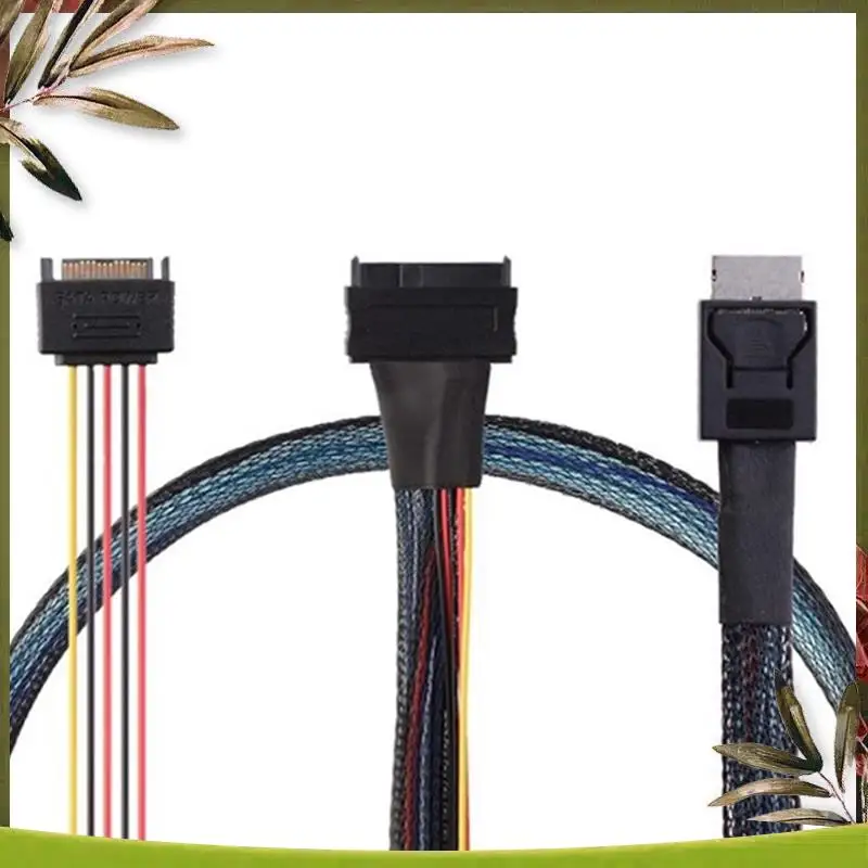 New-Oculink SFF-8611 4I To Pcie SFF-8639 U.2 Nvme With SATA 15P Male Power Server Cable Computer Accessories