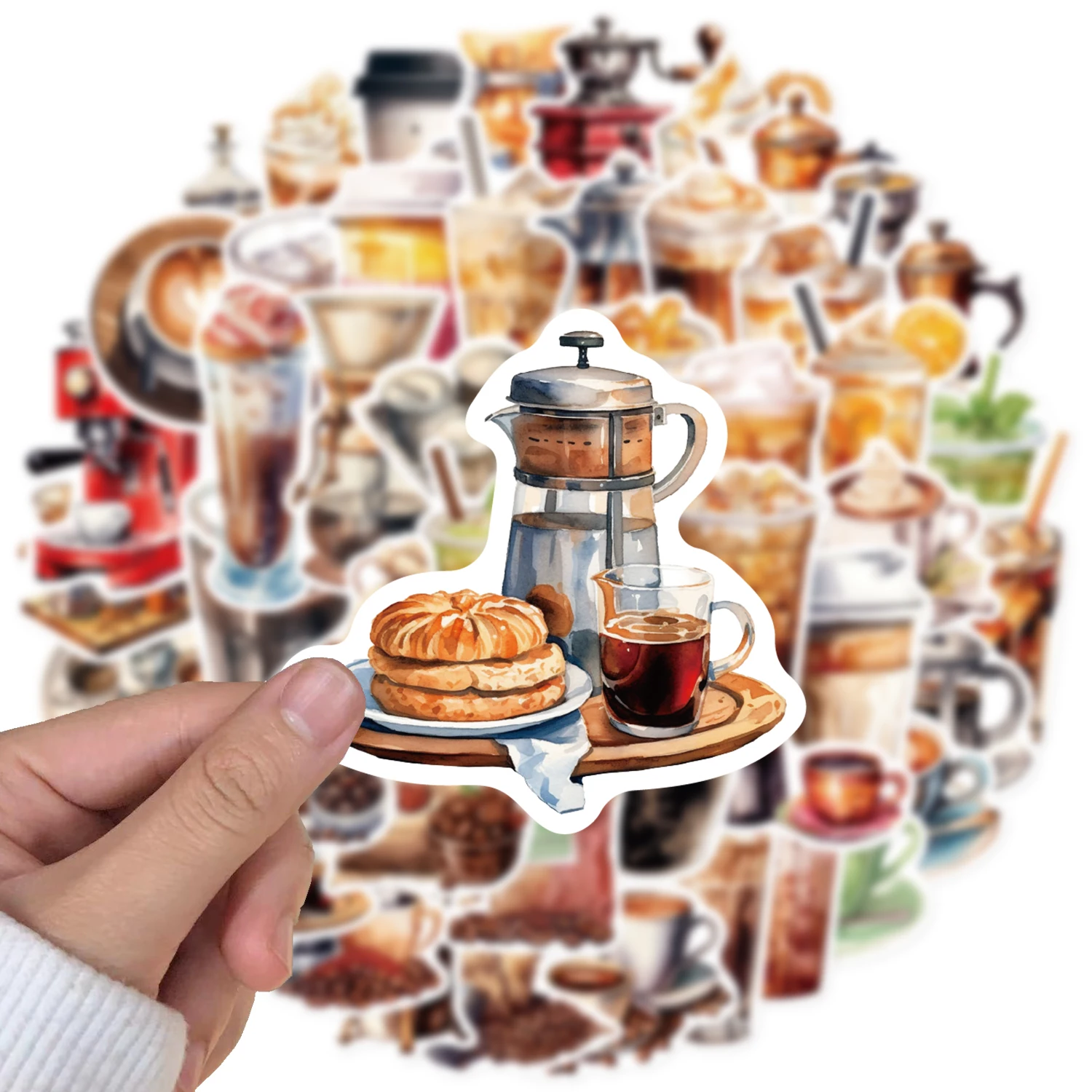50PCS Coffee Lover Art Sticker DIY Notebook Handbook Luggage Computer Decoration Graffiti Waterproof Sticker Wholesale