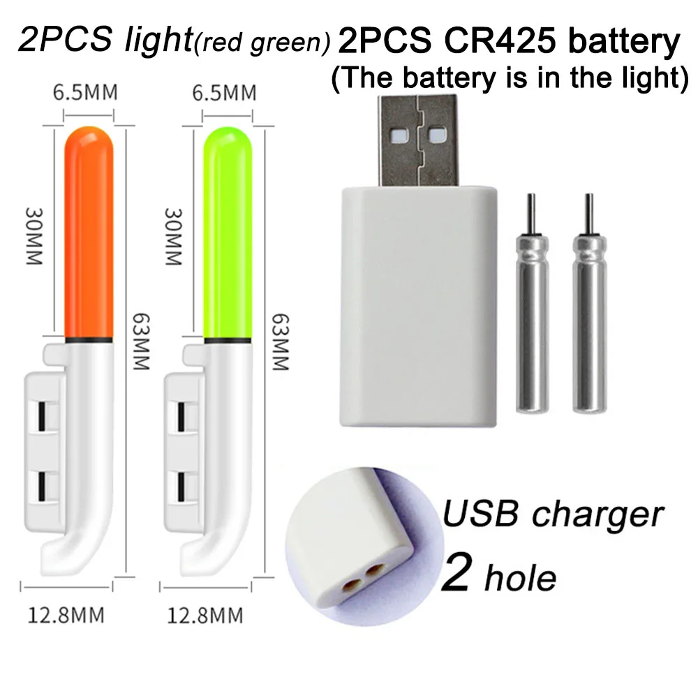 Verbesserte Nacht Angeln Schwimmt Licht Leucht CR425 3,6 V Lithium-Batterie Ladegerät Set Boje Werkzeuge Süßwasser Bobber Pesca Tackle