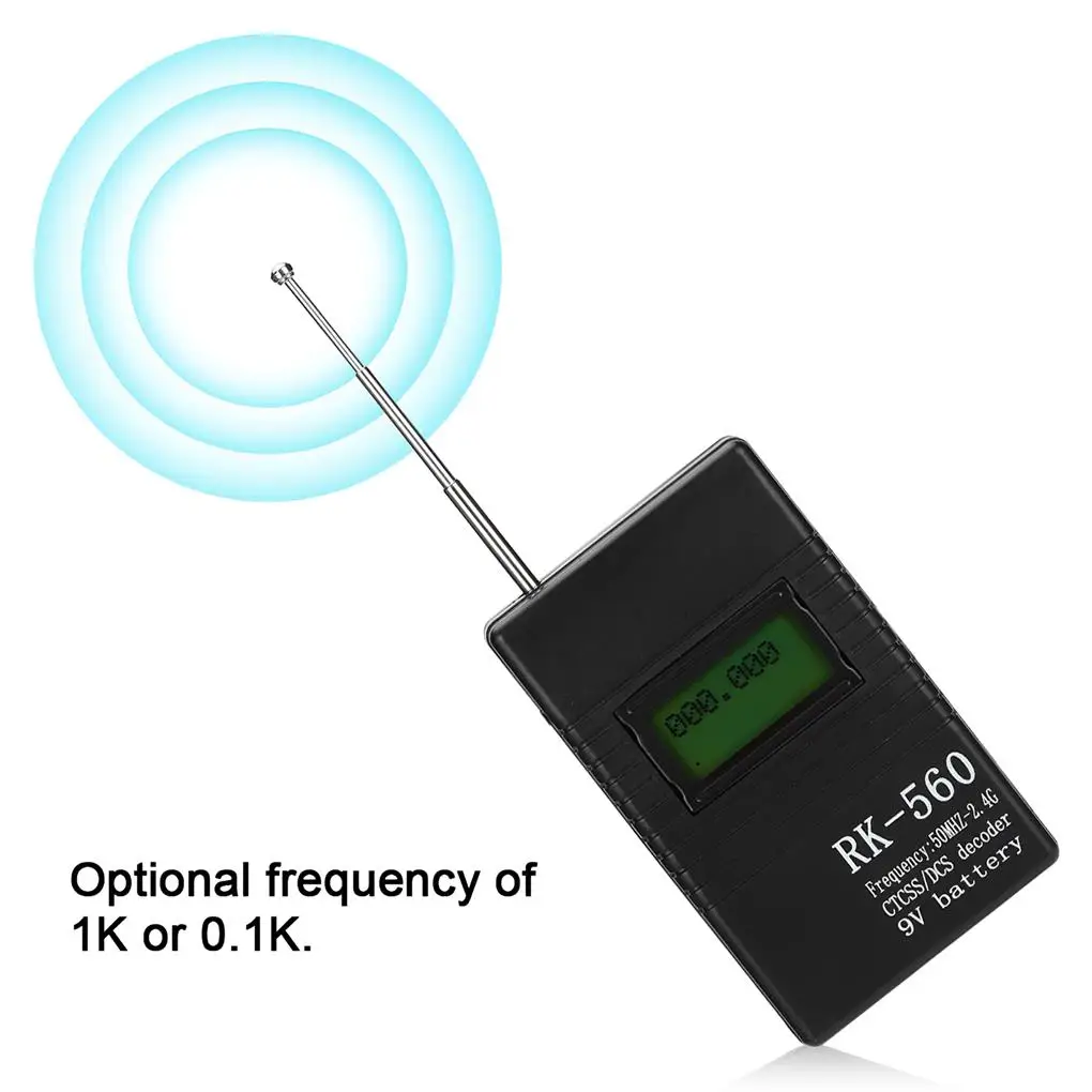 RK560 Frequency Counter Meter 50MHz-2.4GHz Portable Handheld Radio Tester with CTCSS/DCS Decoder Accurate Testing