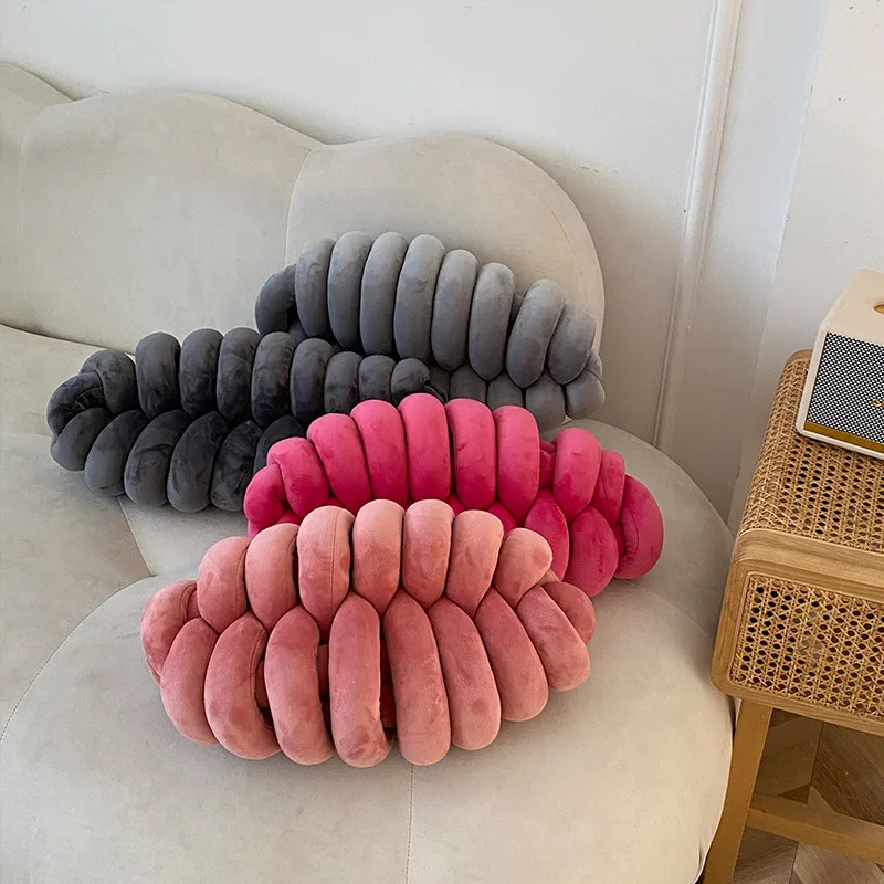 Nordic Simple Spandex Ring Caterpillar Woven Pillow Chair Cushion and Seat Cushion Sofa Backrest Cushion Decoration Window Cushi