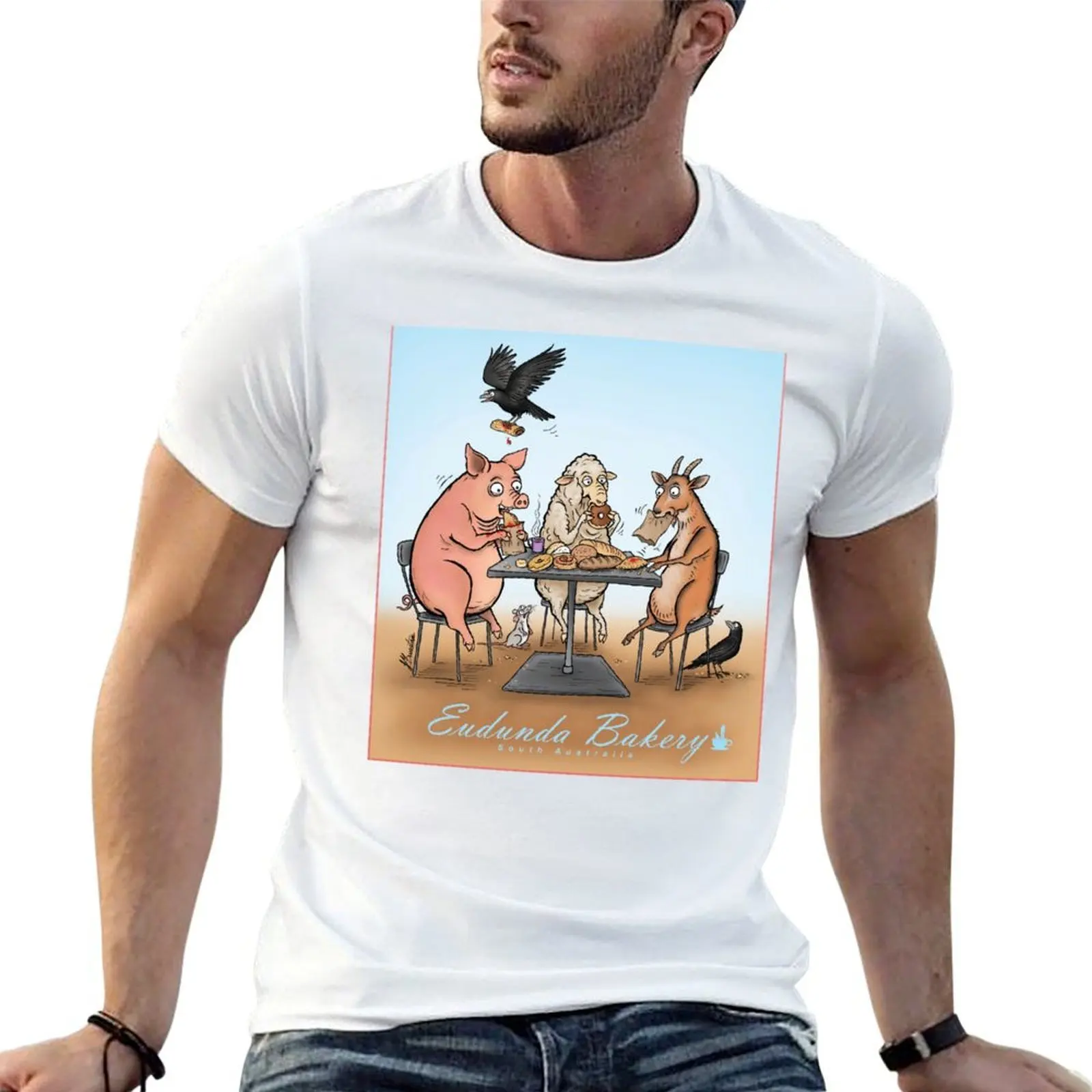 تي شيرت رجل وجود تي شيرت جرافيك تي شيرت رجالي في مصمم تي قميص الغداء مخبز الحيوانات ل