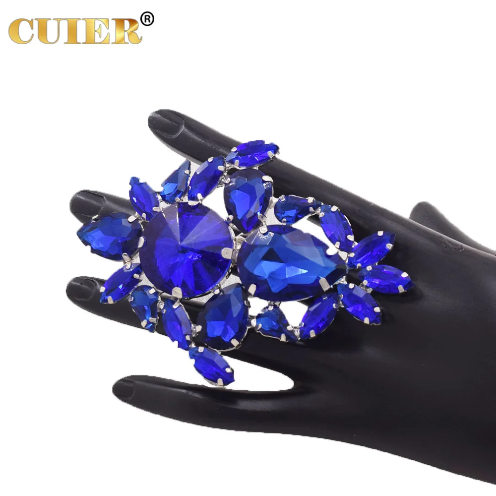 CUIER 6*9cm Exaggerated Huge Rings for Women Crystal AB Glass Gemstones Big Size Jewelry for Wedding