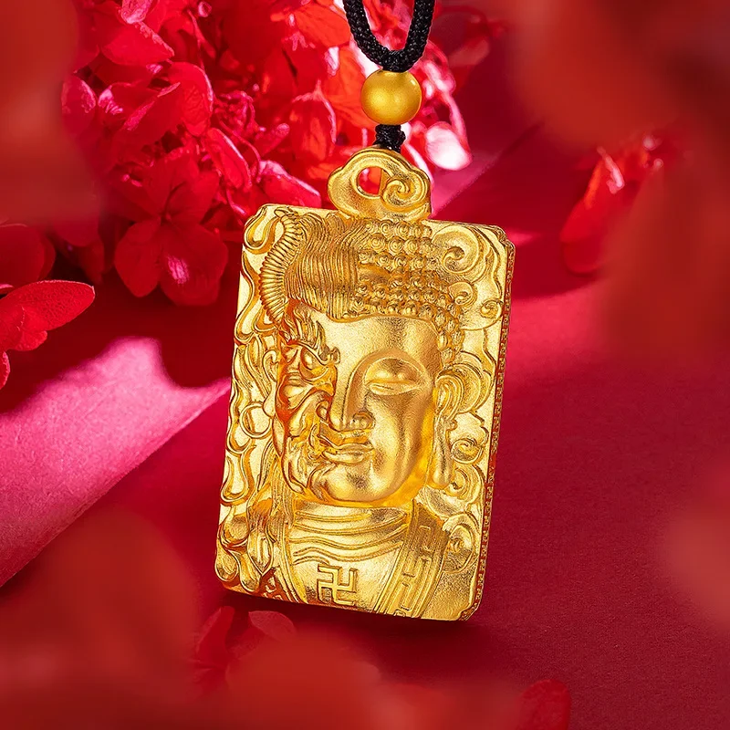 9999 Real Gold 24K Good and Evil Buddha Devil Pendant Buddha Head Pendant Necklace Good and Evil Buddha Brand Pendant Male