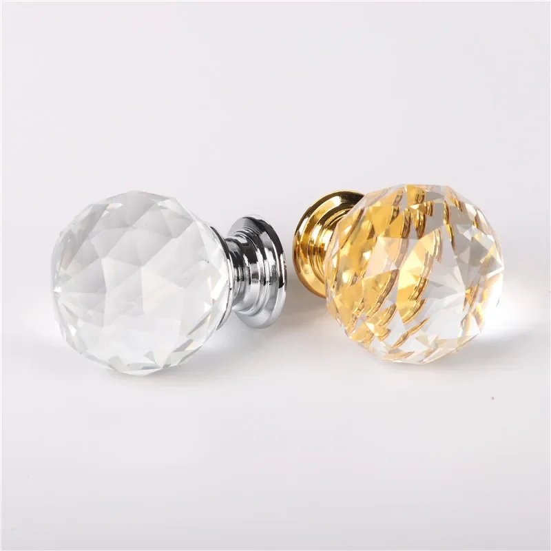 20mm 30mm 40mm 50mmCrystal Ball Design Clear Crystal Glass Knobs Cupboard Drawer Pull Kitchen Cabinet Wardrobe Handles Hardware