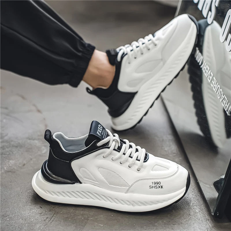 Men Shoes Green Thick Sole Platform Wave Shoes Student Sneakers Increase Height Men Walking Shoes Fashion Male Shoes 