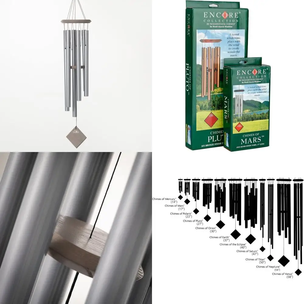 

37" grey medium tone outdoor wind chime for garden, patio, porch - perfect decor gift