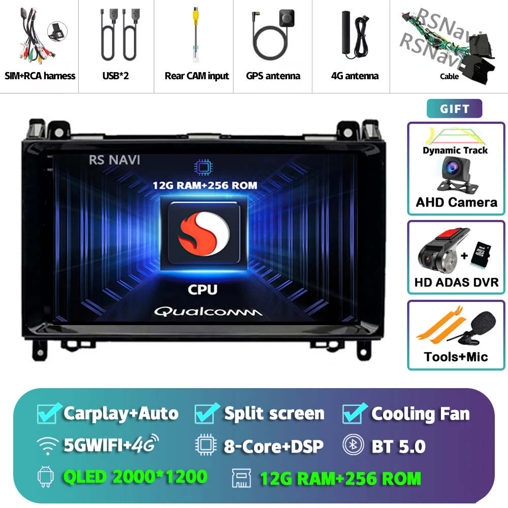 Android 15 Voor Benz Sprinter Volkswagen Crafter 2006-2016 2K QLED Android Autoradio Multimedia Video Player GPS stereo CarPlay
