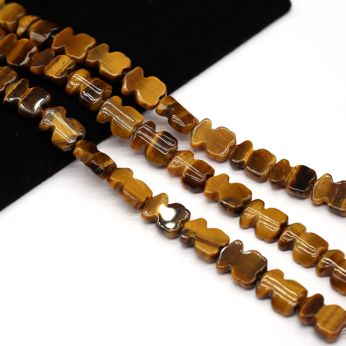 Wholesale Natural Stone Tiger Eye Stone Bear Shaped Straight Hole Scattered Beads DIY Necklace Bracelet Accessories 12x15mm