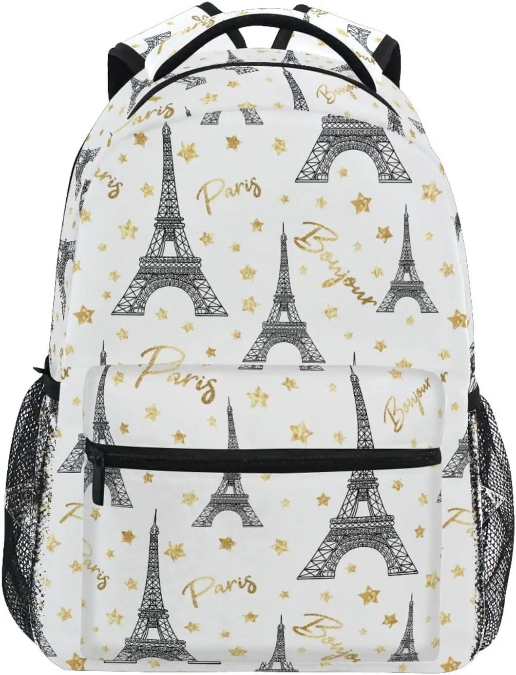 

Paris Gold Stars Eiffel Tower Boys Girls School Computer Backpacks Book Bag Travel Hiking Camping Daypack