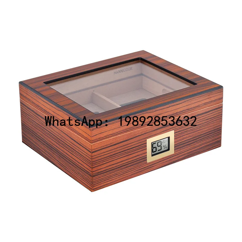 Hz cigar humidor cedar wood double layer large capacity see-through window portable sealed moisture control cigar box
