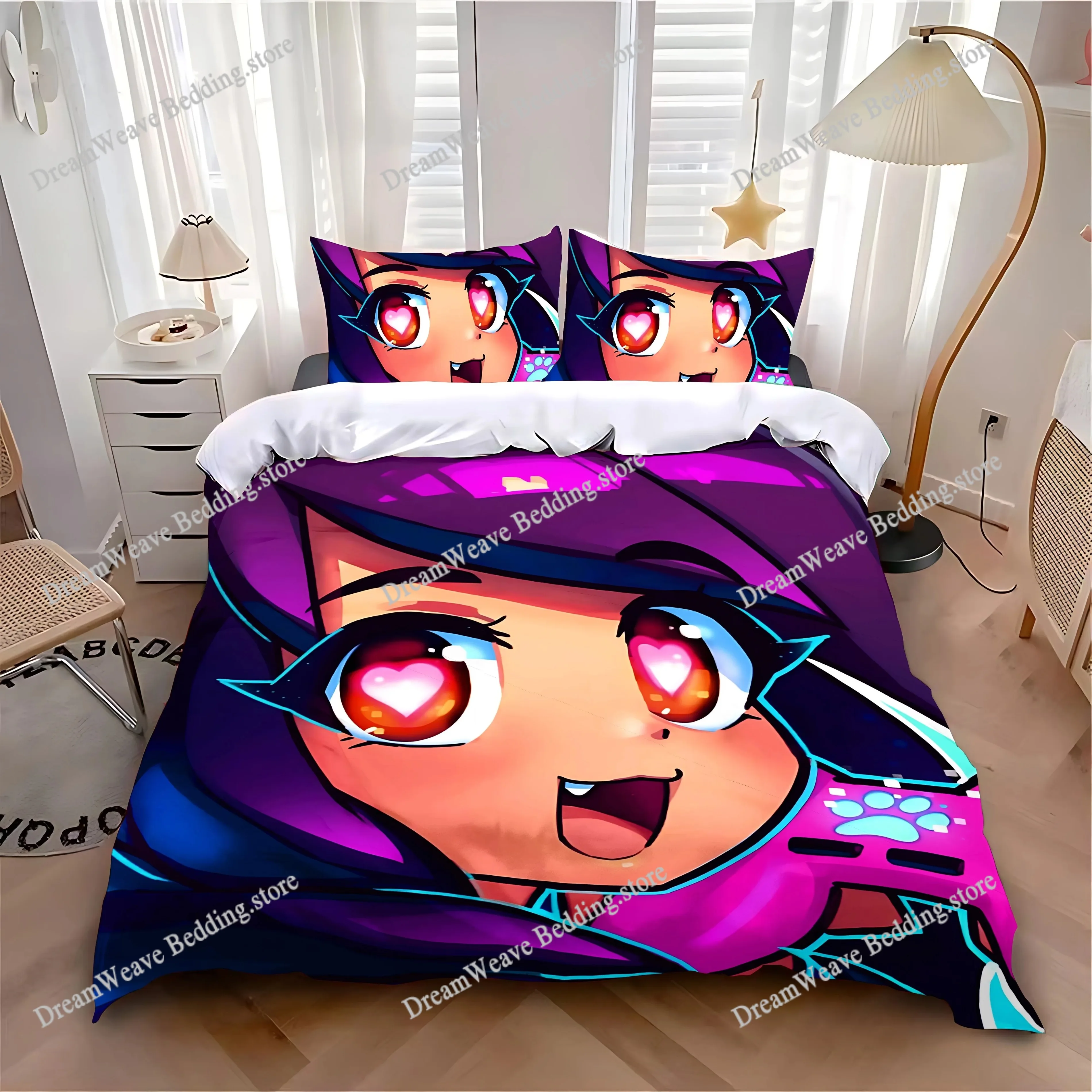 

Duvet Cover Pillowcase Bedding Set Anime Aphmau with Wings Adult Boy Girl Bedroom Decoration Children Single Double Large Size
