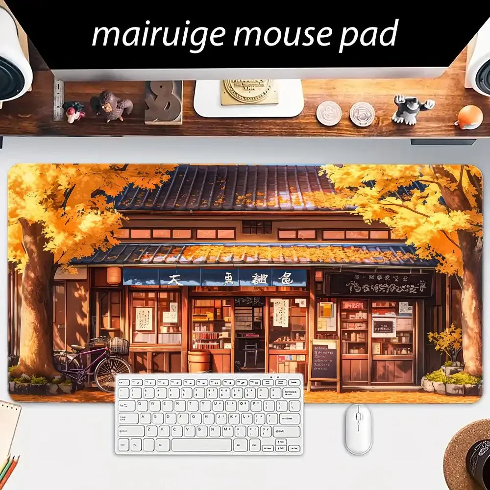Tappetino per mouse con paesaggio autunnale Tappetino per tavolo da gioco per ufficio per computer di grandi dimensioni Tappetini per tastiera per PC con bordo cucito antiscivolo in gomma XXL Tappetini da scrivania lunghi