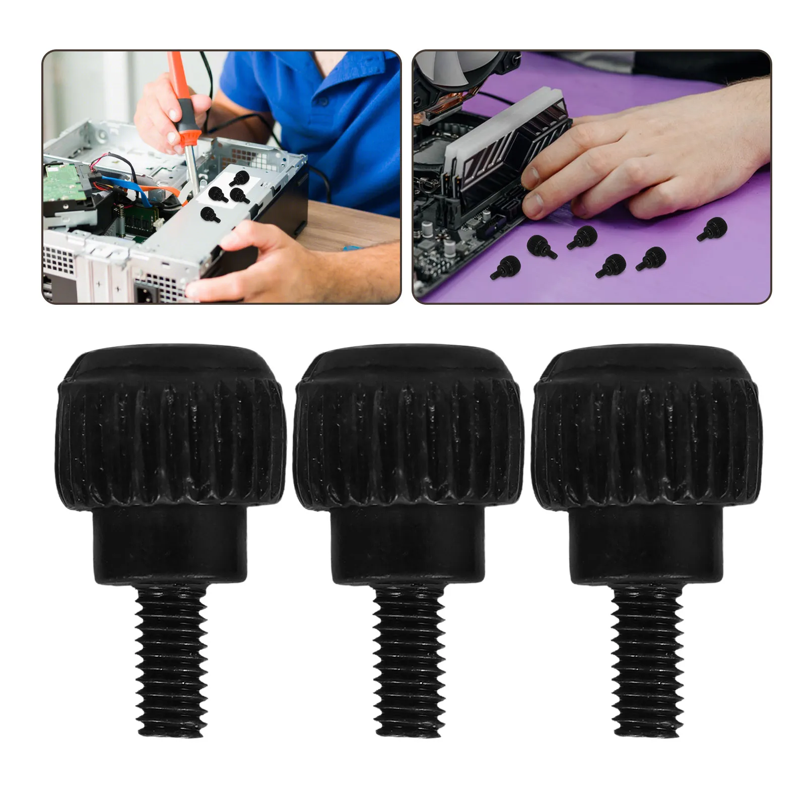 24Pcs Pc Computer Case Screws Black Iron Thumb Screw Design Thread 6-32 Easy Install Hand Tighten for Repair Maintenance