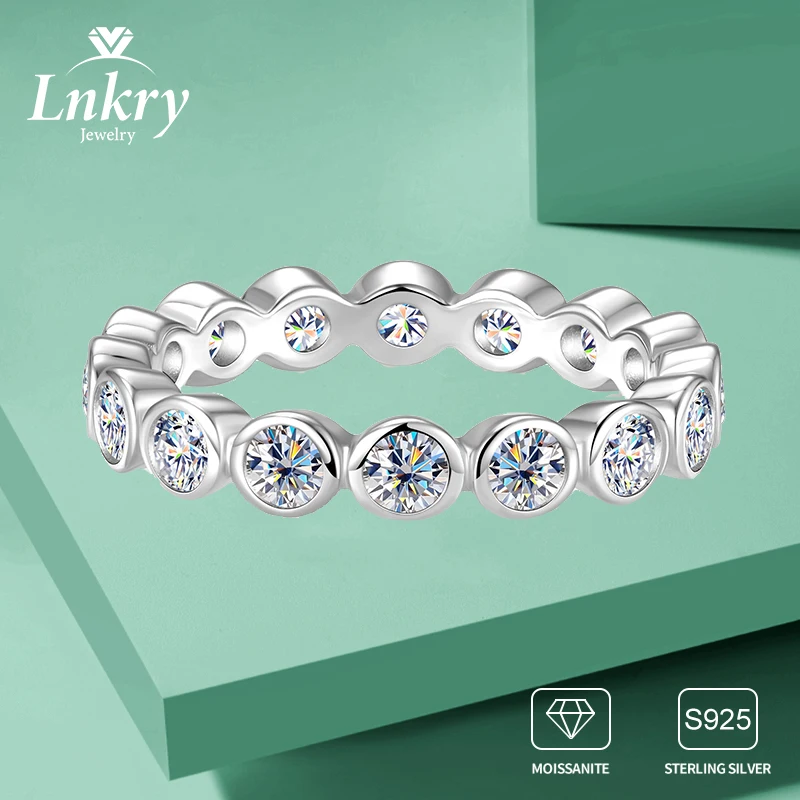

Lnkry Bague Argent 925 Sterling Sliver Engagement Ring Certified Bezel Set 3mm Moissanite Eternity Rings For Wedding Jewely