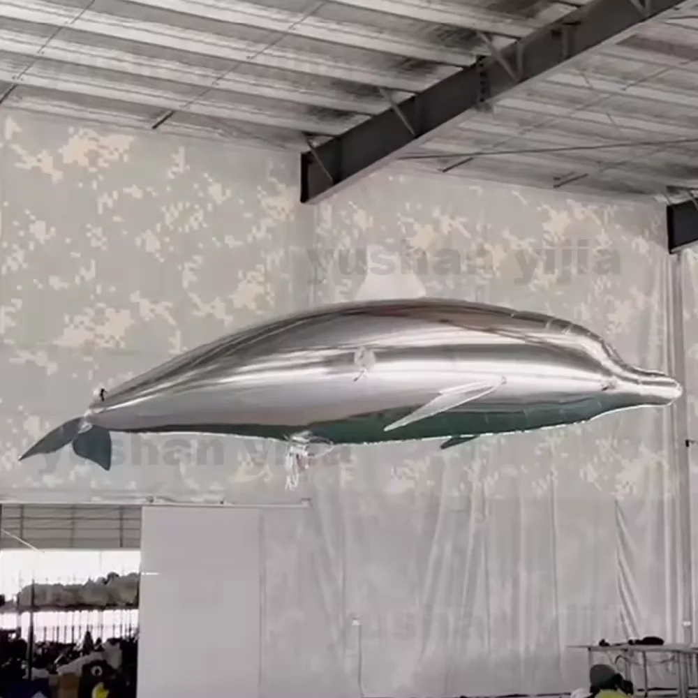 Nadador de aire inflable de 2,2 m, globo de helio con delfines, dibujos animados de delfines voladores con Control remoto para eventos y fiestas