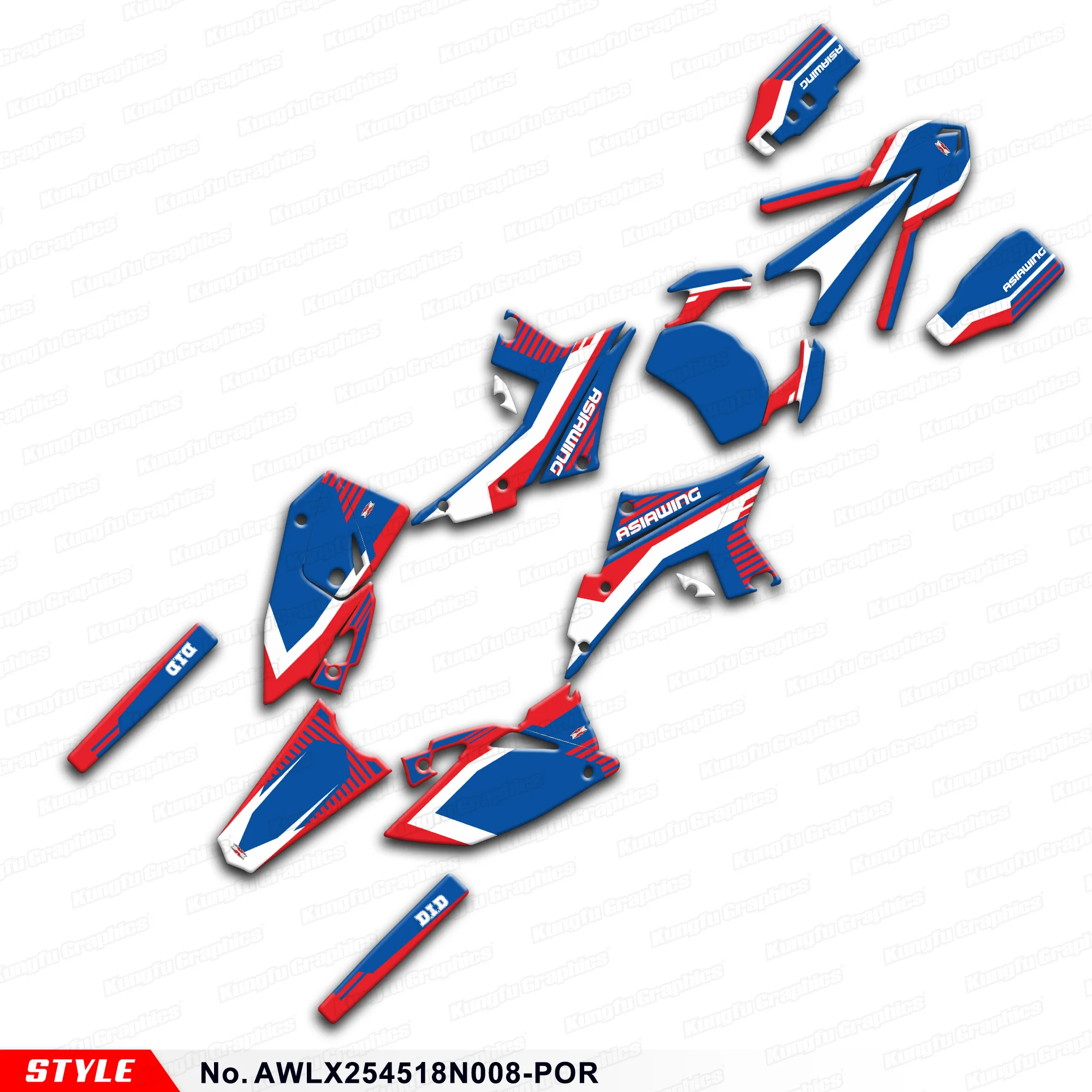 JY RACING Adhesive Sticker Graphics Kit for Asiawing LX250 LX450 2018 2019 2020 2021 2022 2023 2024, Blue, AWLX254518N008-POR