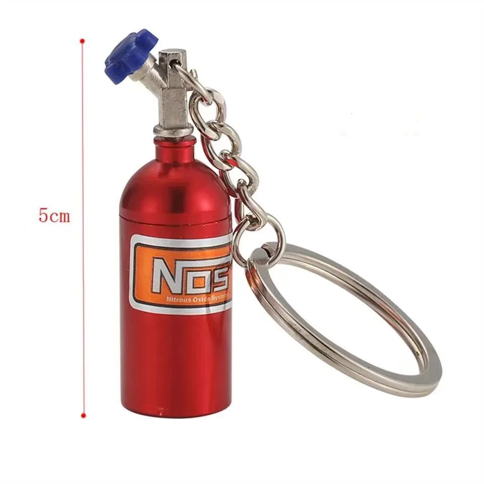 1PC Unique Mini Car Turbo NOS Keychain Nitrogen Bottle Metal  Key Ring Stash Pill Box Storage Stylish Car Motorcycle Interior