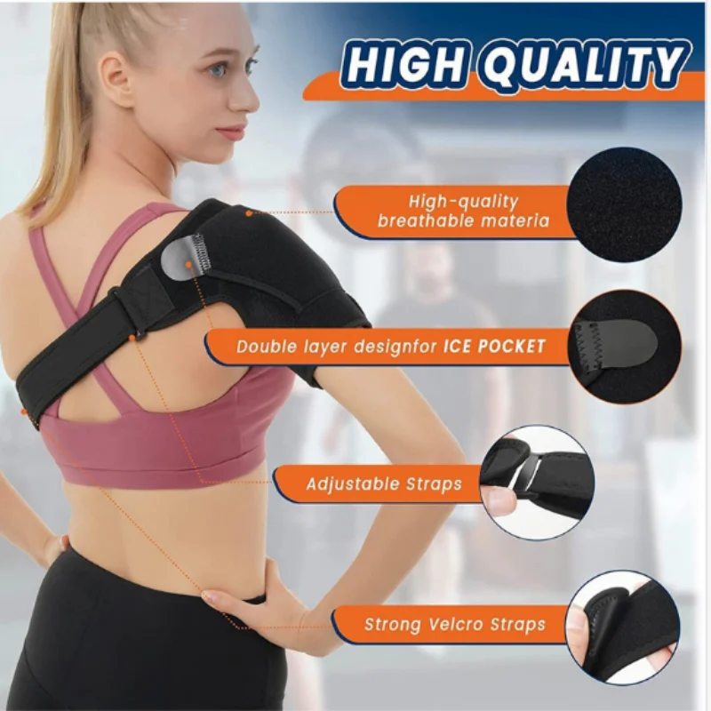 Sports Shoulder Guard Ventilation Pressure Adjustable Resistant Anticreatine Breathable Belt Band Pads Black Bandage Men/women